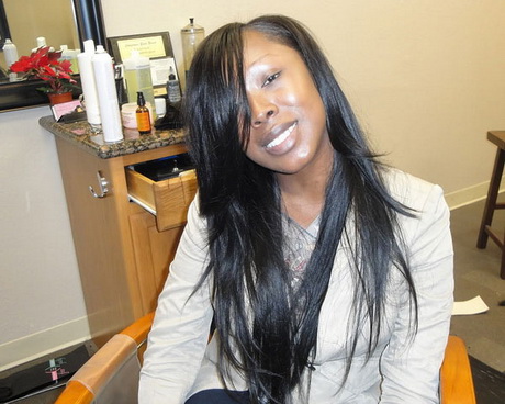 Black hairstyles with long weave