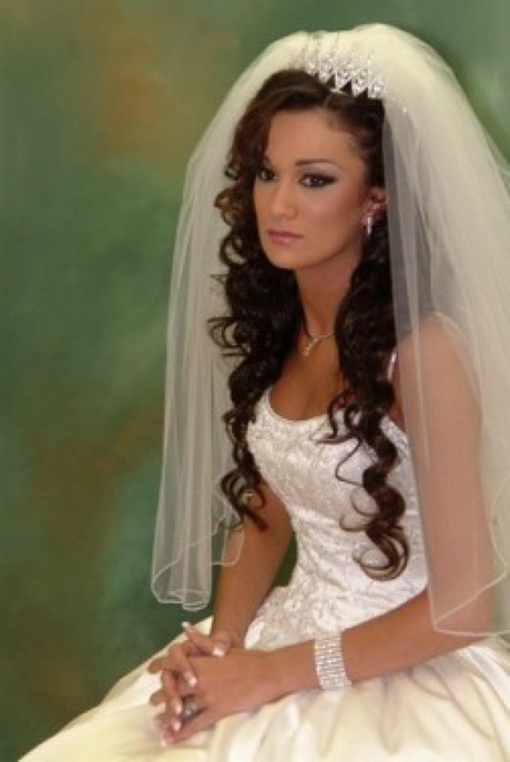 Bridal hairstyles for long hair with veil