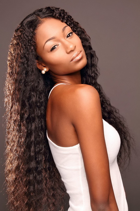 Long black hairstyles with weave