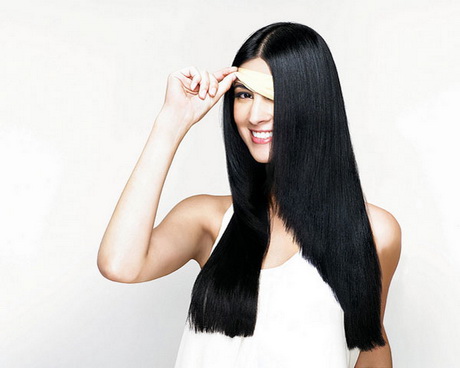 Long straight black hairstyles