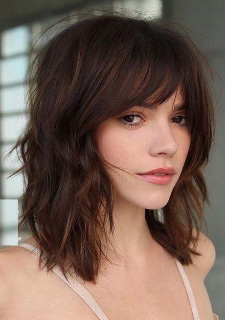 Medium length haircuts with bangs 2019