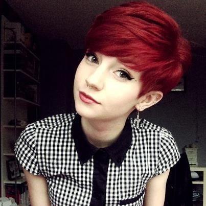 Red hair pixie cut