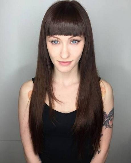 Long straight hair with bangs