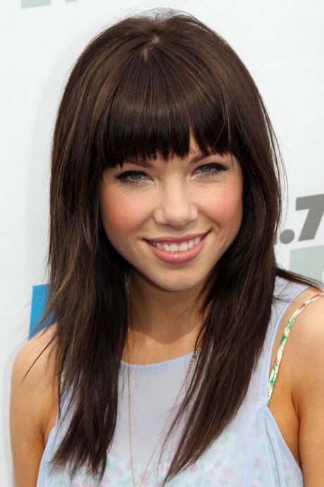 Long hairstyles with a fringe 2019