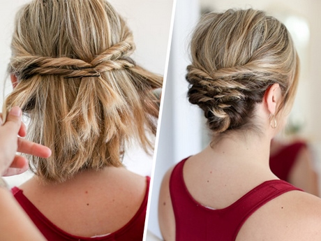 Twisted updo for short hair