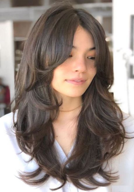 Layered hair with fringe 2020