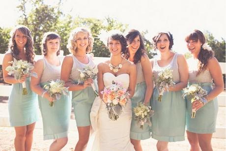 Bridesmaids with different hair styles