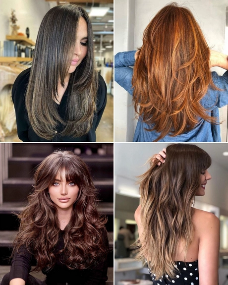 Haircut in layers for long hair length