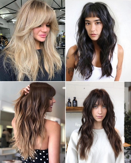 Long layered hair with fringe