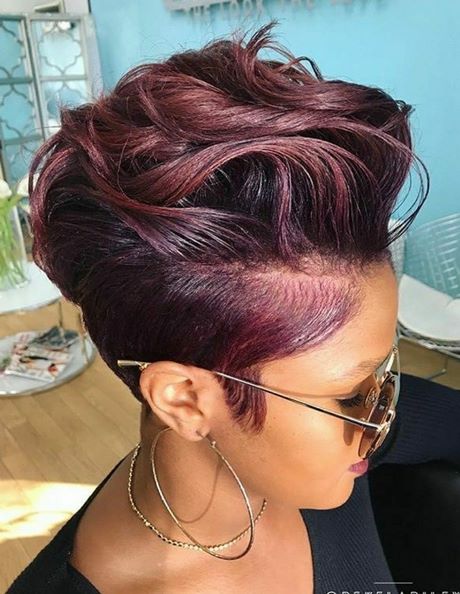 Short haircuts for black women with color