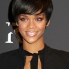 Short hairstyles with bangs for black women
