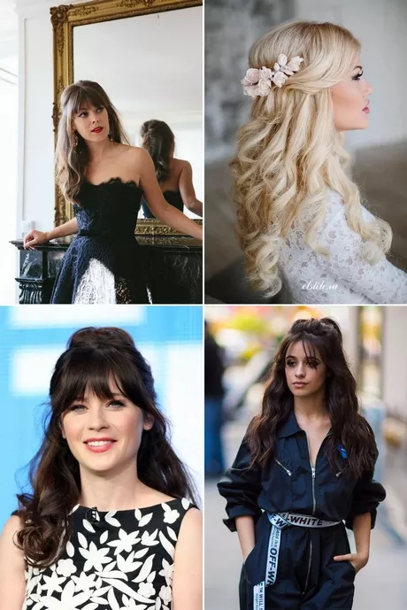 Half up half down hairstyles with bangs