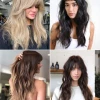 Long layered hair with fringe